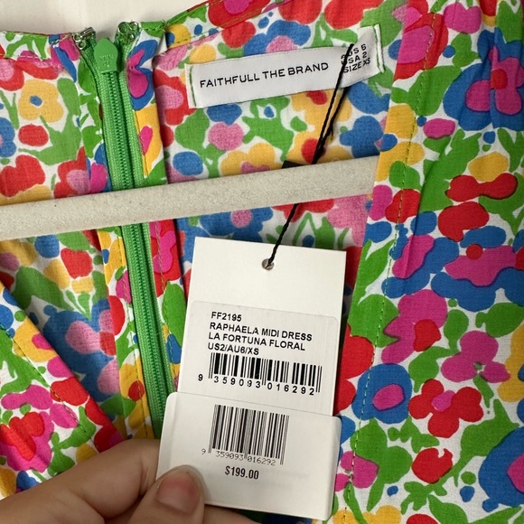 NWT FAITHFULL THE BRAND RAPHAELA MIDI DRESS | LA FORTUNA FLORAL | XS - Picture 6 of 7